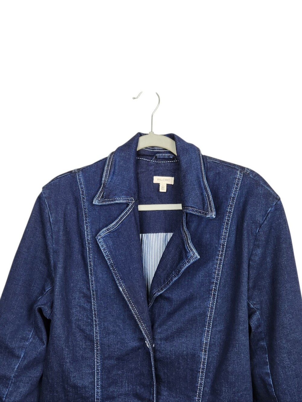 Pilcro Belted Denim Blazer Dress Anthropologie Anthro Blue Jean Womens Size L - Picture 6 of 15